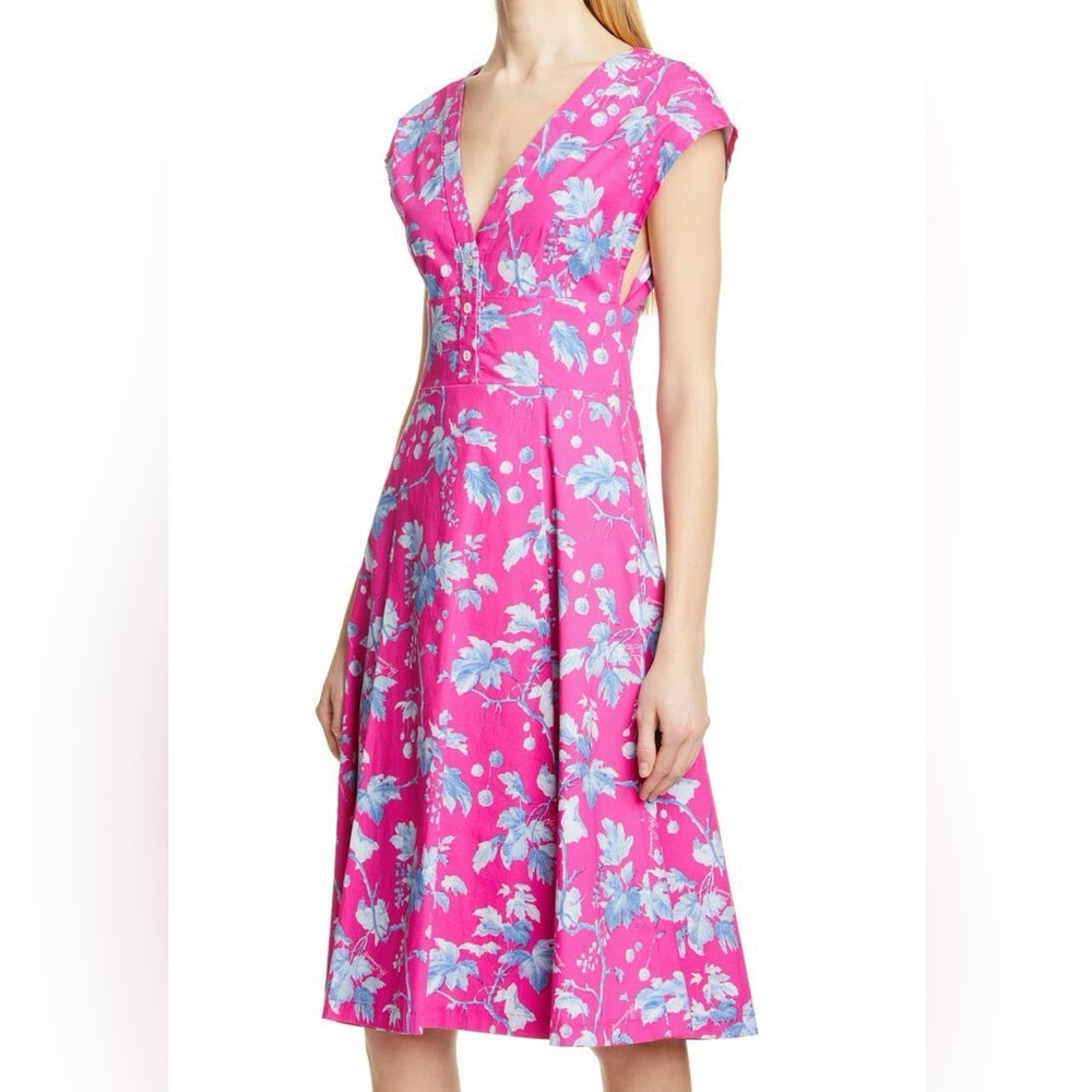 Carolina Herrera Pink and Blue Floral Dress